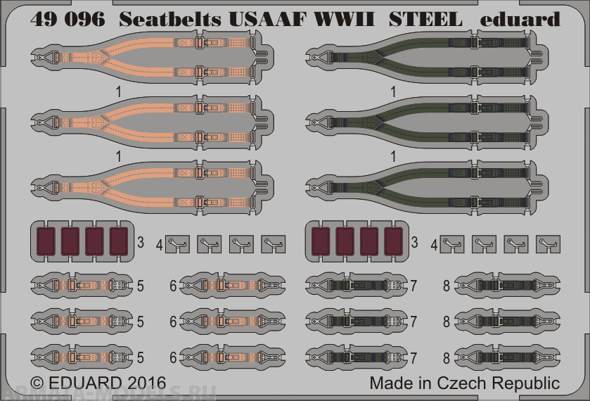 49096ED Комплект фототравления Seatbelts USAAF WWII STEEL