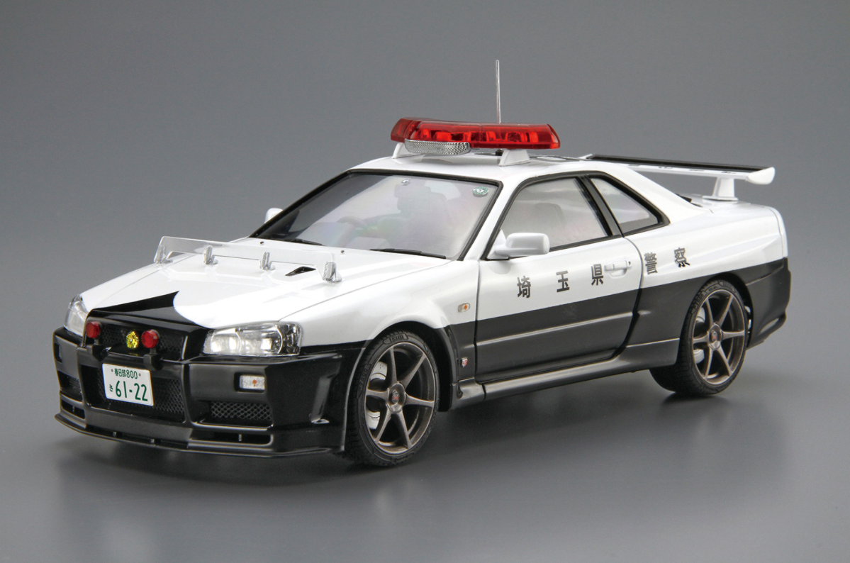 06280 Nissan Skyline BNR34 GT-R Patrol Car '99 Aoshima