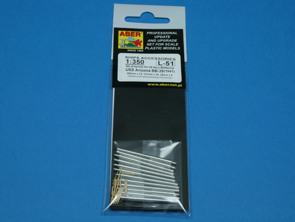 ABR-1:350-L-51  Дополнения для  Set of Barrels for Arizona class battleships 356mm x 12; 127mm x 20; 28mm x 8  для  1/350