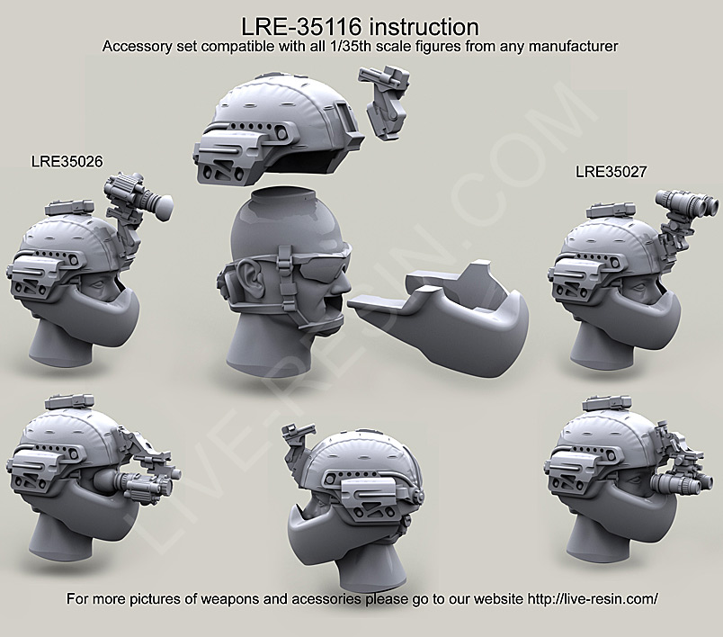 LRE35116 Американский шлем ACH/MICH с лицевой защитой MTEK Predator Face Armour с чехлом, в комплекте кронштейн ночника PVS 7/14/15 и головы в очкахESS Crossbow goggles