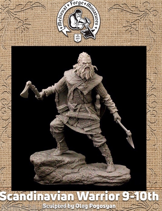 C-75-008 Фигура Скандинавский воин 9-10 века 75мм Medieval Forge Miniatures
