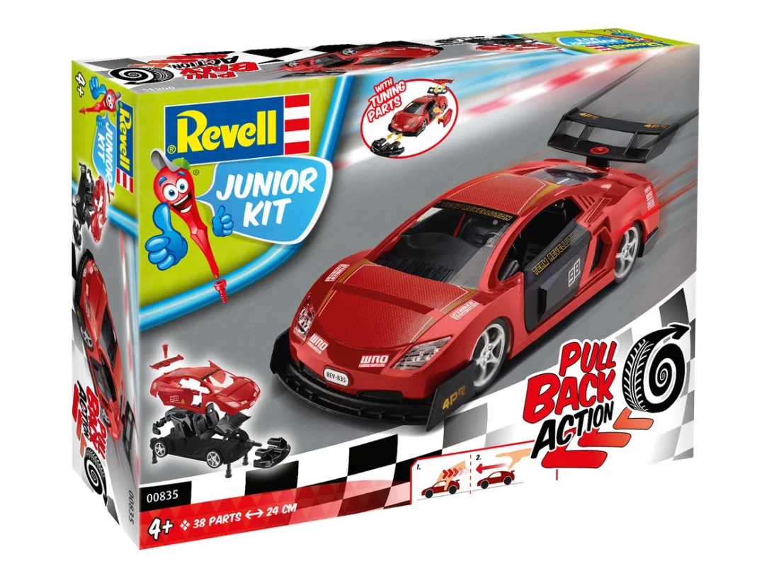 00835RE Гоночный автомобиль JUNIOR KIT Pull Back Racing Car, красный Revell