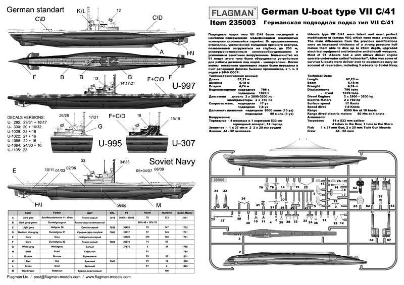 235003F Германская подводная лодка тип VIIC/41 Флагман