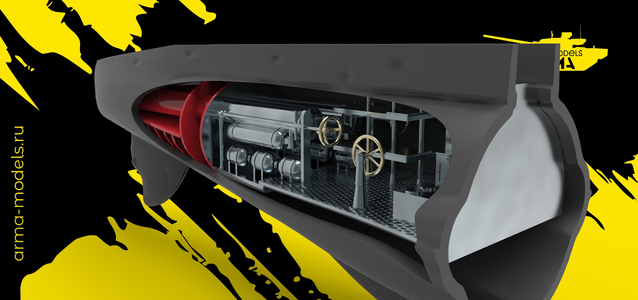 AM14433 Интерьер кормового торпедного отсека quot;Щукиquot;, 1/144