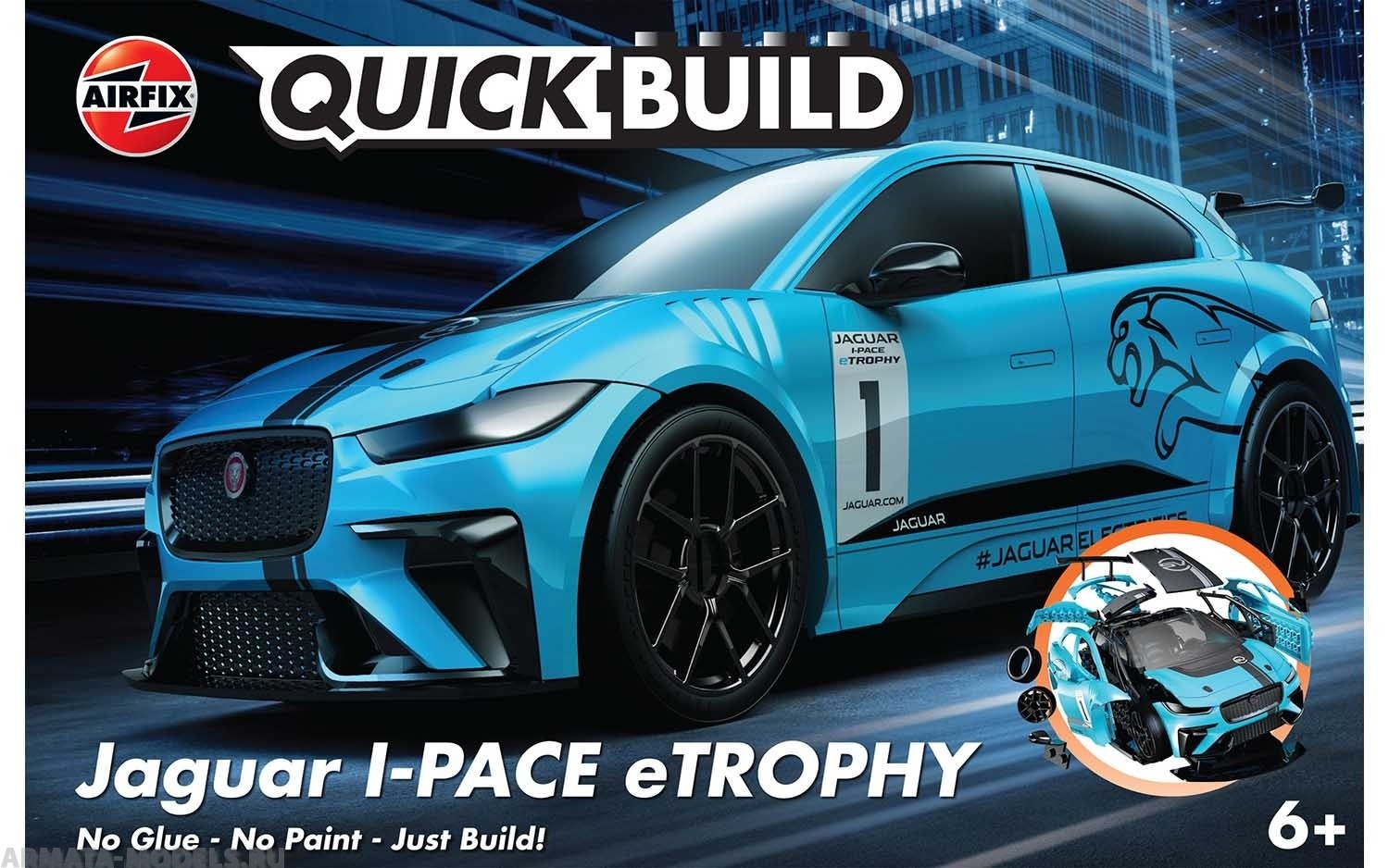 J6033 Сборная модель автомобиля QUICKBUILD Jaguar I-PACE eTROPHY Airfix