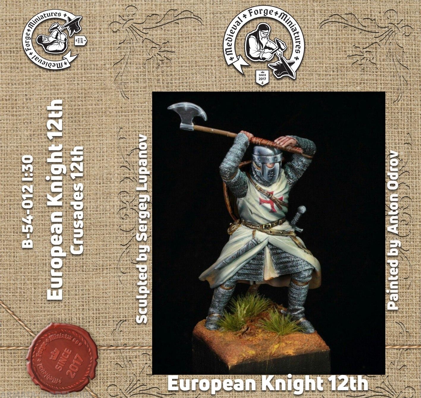 B-54-012 Фигура Европейский рыцарь, Крестоносцы 12 века. 54мм Medieval Forge Miniatures