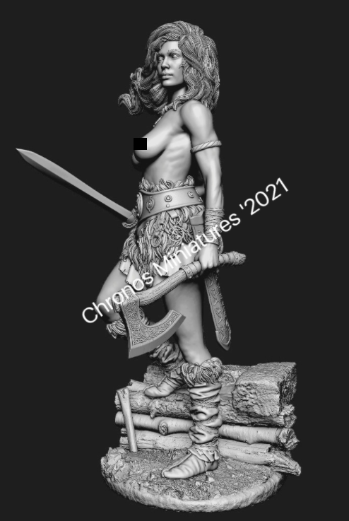 CHM-54249(M). Миры Фэнтези: Кельтская женщина-воин. 54 мм. Материал - белый металл. Chronos Miniatures
