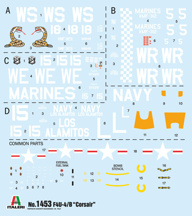 1453ИТ Самолет F-4U/4B (10013160/011122/3526709, ИТАЛИЯ) Italeri