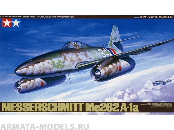 61087 Немецкий истребитель MESSERSCHMITT Me262 A-1a (4 варианта декалей) Tamiya