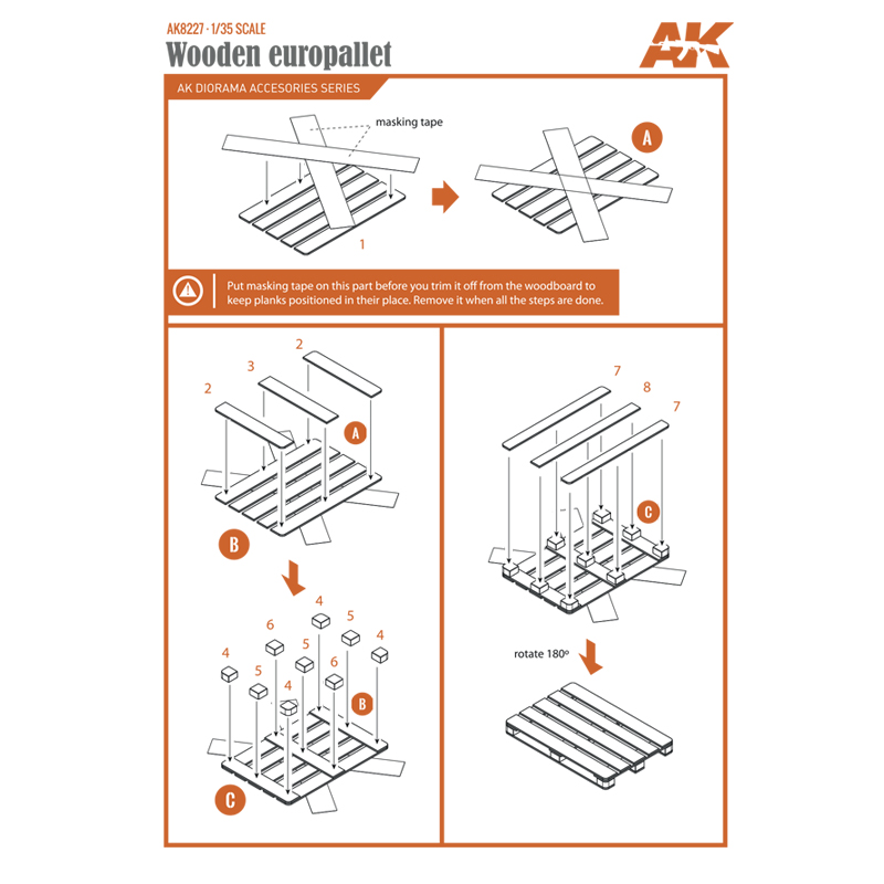 AK8227 Коробки в масштабе LASER CUT WOODEN EUROPALLET 5 UNITS