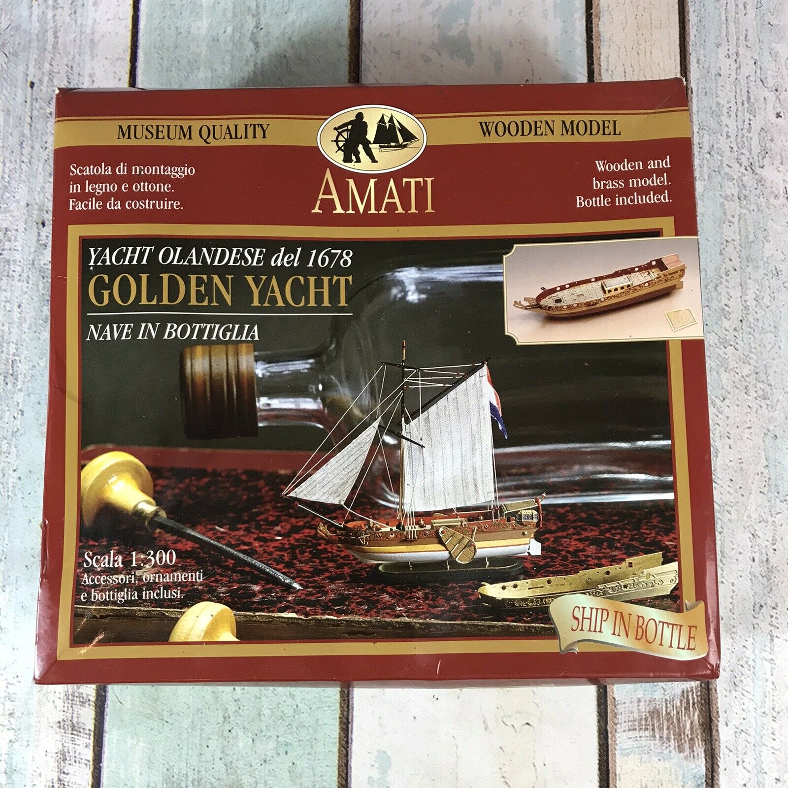 AMATI1350 Сборная модель Golden Yacht корабль в бутылке AMATI