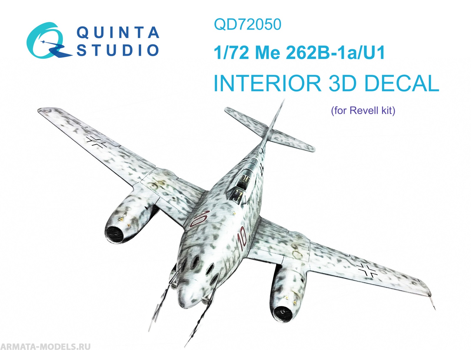 QD72050 3D Декаль интерьера кабины Me-262B-1a/U1 (Revell)