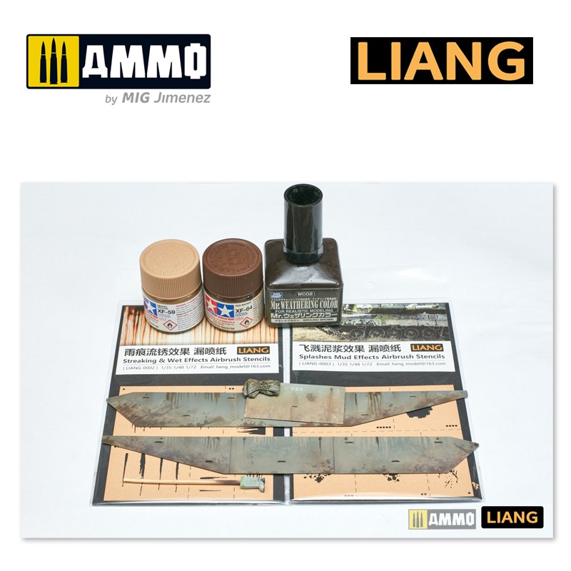 LIANG-0003 Набор трафаретов Splashes Mud Effects Airbrush Stencils