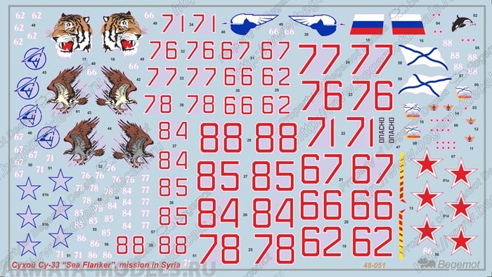 48-051 Декаль Сухой Су-33, операция в Сирии 1/48