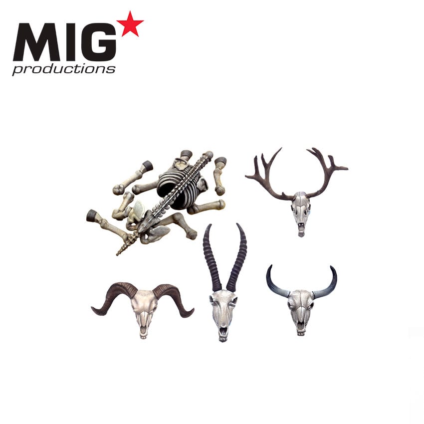 MP35-424 Сборная модель аксессуаров из пластика ANIMAL SKULLS & SKELETONS MIG Productions