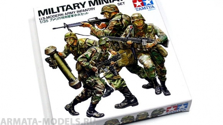 35133T Американские современные пехотинцы с М16А1, М203, М47 и М60 в атаке (4 фигуры) Tamiya