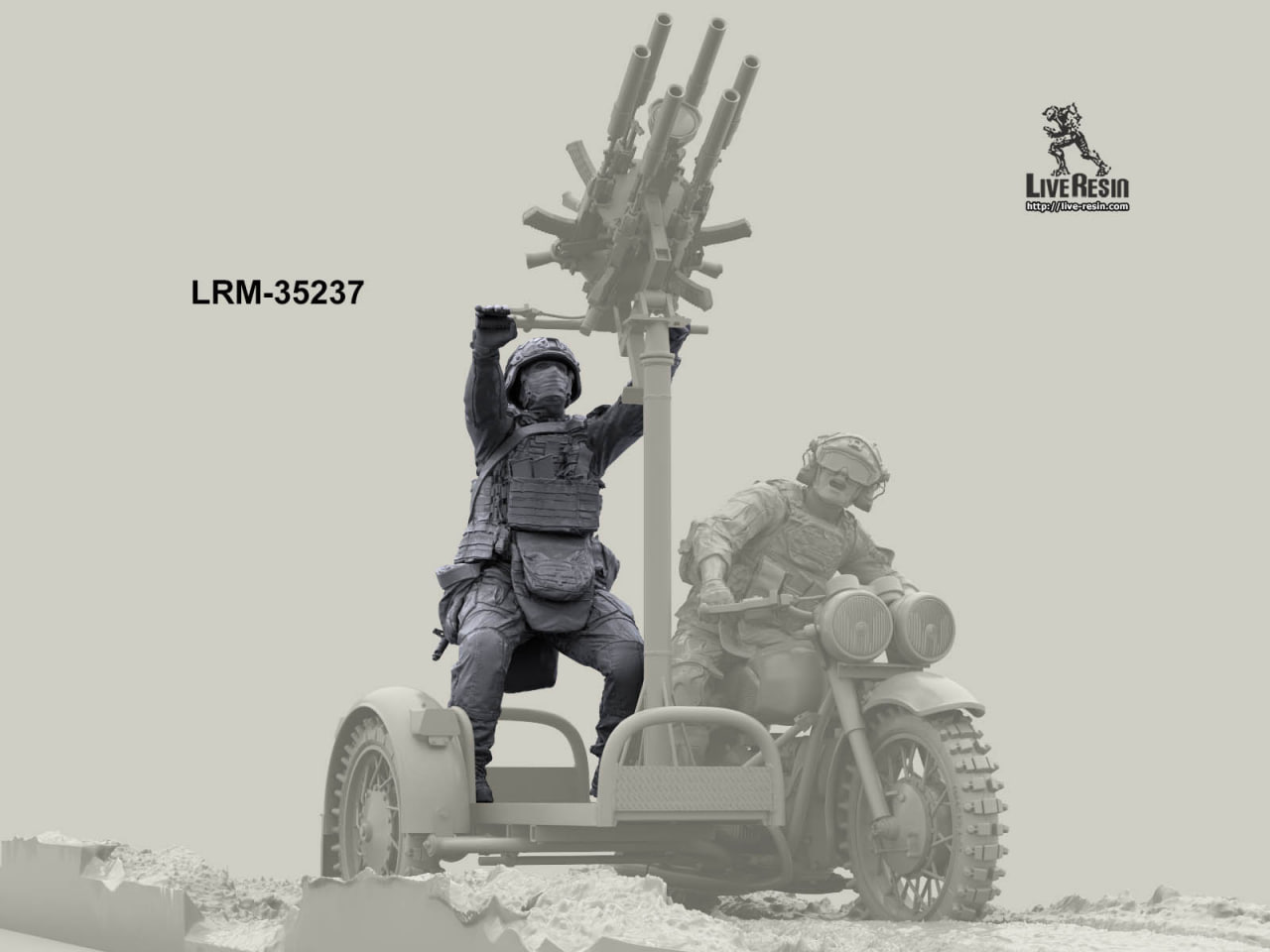 LRM35237 Российский штурмовик мотоциклист - стрелок установки ПВО Live Resin