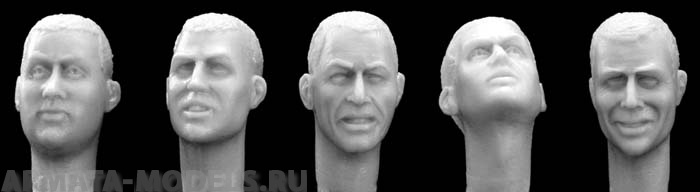 HH03 5 heads, close cropped hair Hornet