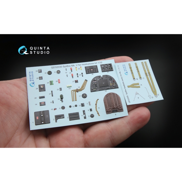 QD32030 3D Декаль интерьера кабины Spitfire Mk.V (для модели Hobbyboss)