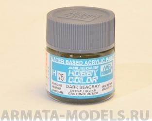 H075 Краска водоразбавляемая художественная т.м. MR.HOBBY  10мл  DARK SEAGRAY