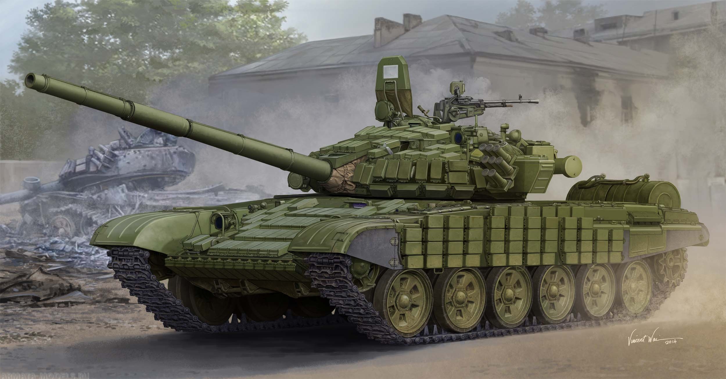 05599 Танк  T-72Б/Б1 с реактивной бронёй контакт-1 Trumpeter