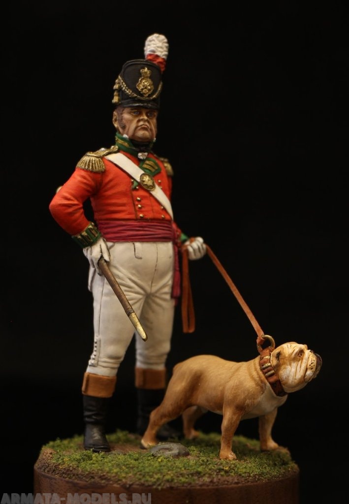 VD-54013. Британский пехотный офицер с бульдогом, 1812-14 гг. 54 мм. Материал - смола. Chronos Miniatures