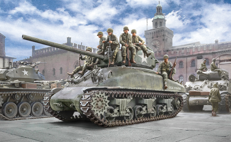 6568ИТ Танк M4A1 SHERMAN wiith infantry Italeri