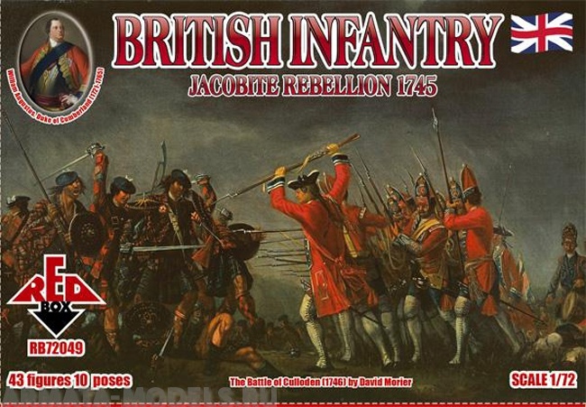 RB72049 Фигуры Jacobite Rebellions. British Infantry 1745  Red Box