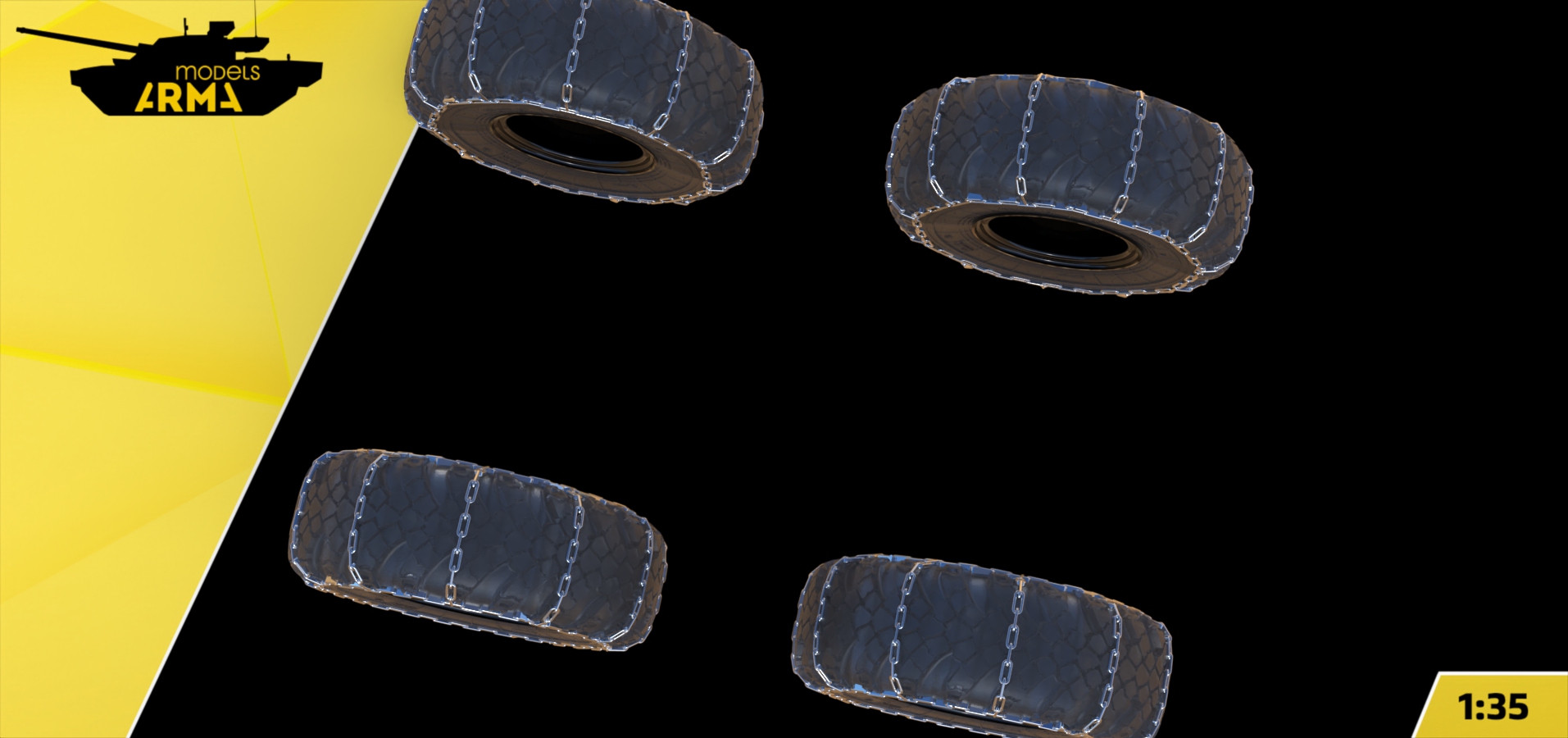 AM3753 Колеса КИ-126 под нагрузкой и с цепями для Газ-66 Arma Models