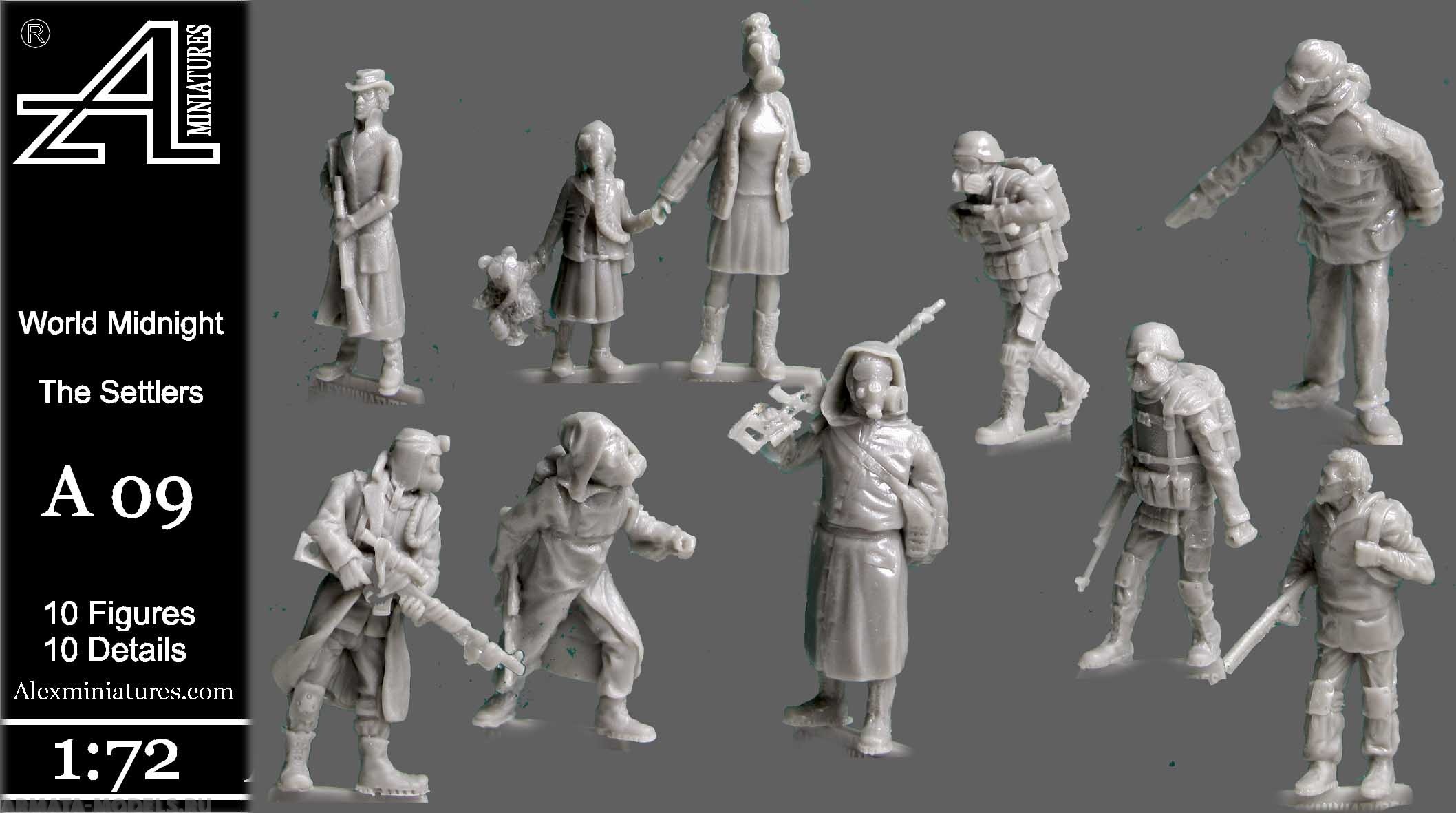 А09 Мир полуночи . Поселенцы, 1:72 Alex miniatures