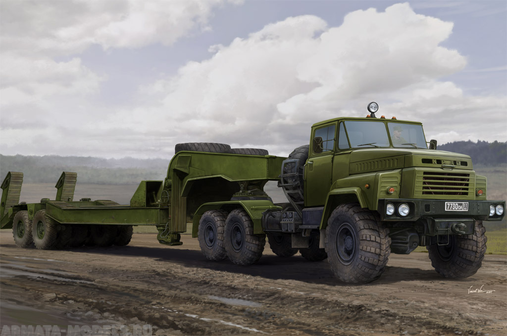85523HB Танковый тягач Russian KrAZ-260B Tractor with MAZ/ChMZAP-5247G semitrailer Hobby Boss