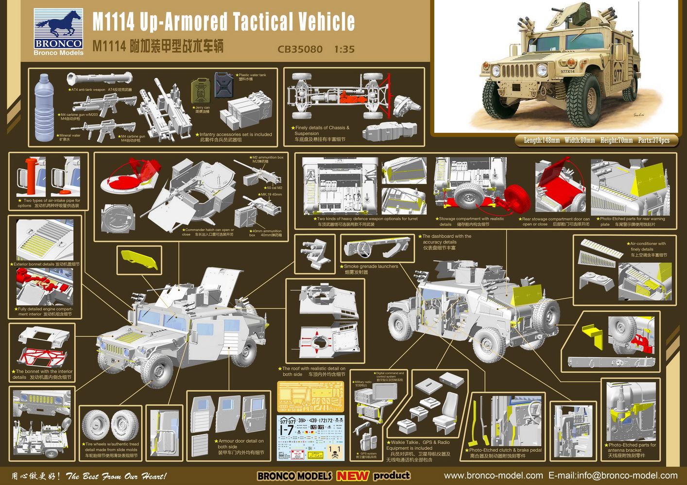CB35080 Автомобиль M1114 Up-Armored Tactical Vehicle  (Bronco Models) 1/35 Bronco Models