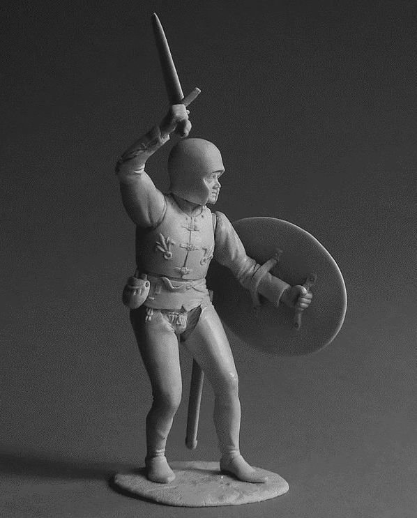 CHM-54037. Итальянский пехотинец, 1450-1500 гг. 54 mm. Материал – смола. Chronos Miniatures