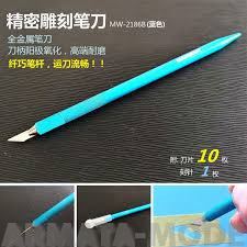 MW-2186B Модельный нож с запасными лезвиями и иглой, цвет синий