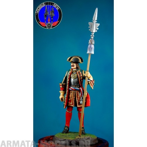 ОП.60.011 Фигура из белого металла  Обер-оф. лейб-гв. Преображенского п.1704-1712 гг Студия Оловянный Парад