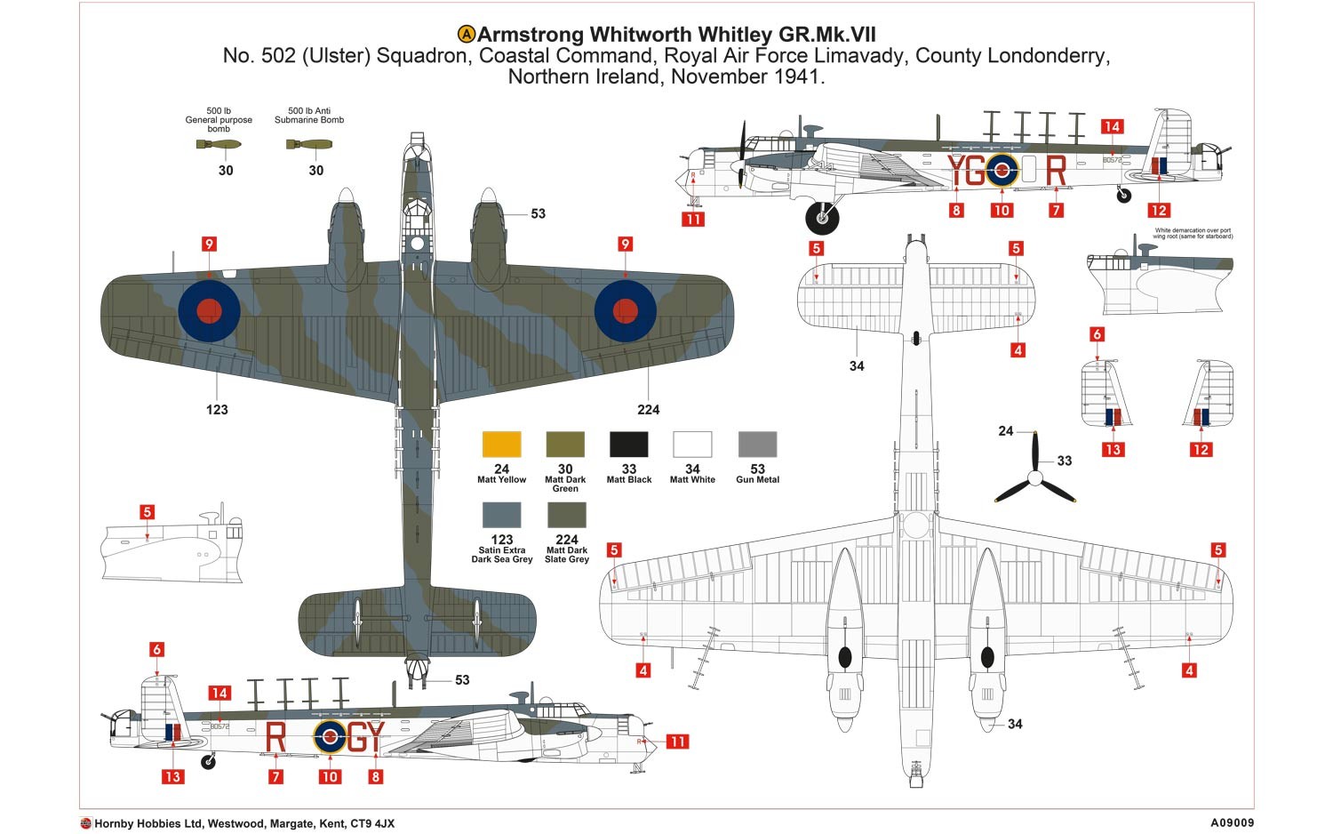 A09009 Самолет Armstrong Whitworth Whitley Mk.VII Airfix