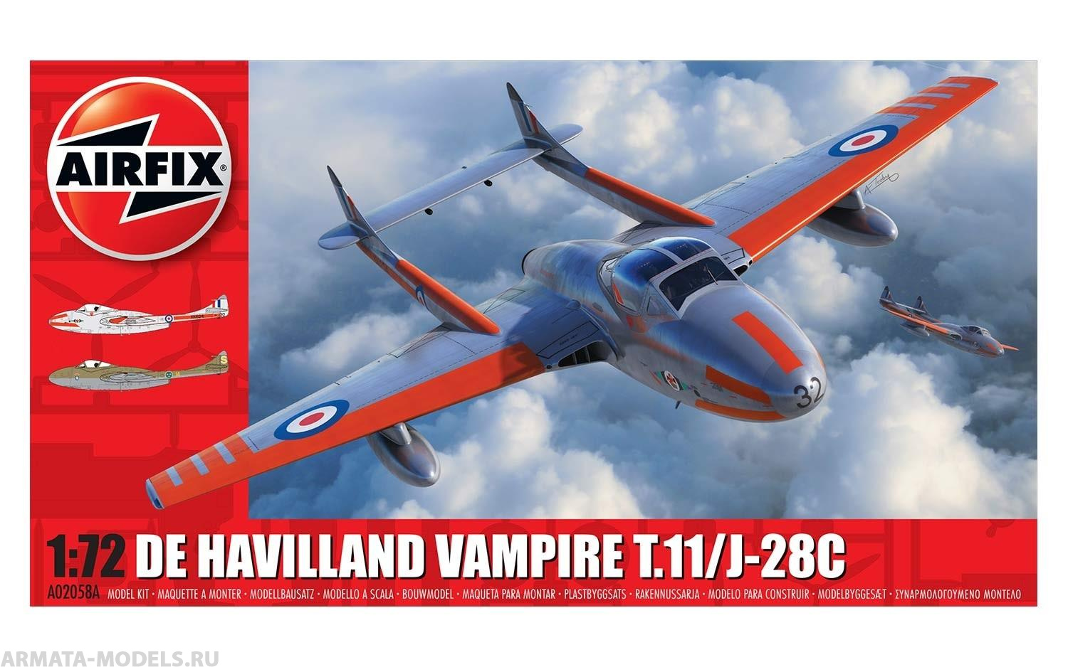 A02058A Самолет deHavilland Vampire T.11 / J-28C Airfix