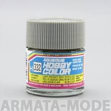 H332  Краска водоразбавляемая художественная т.м. MR.HOBBY  10мл  LIGHT AIRCRAFT GRAY