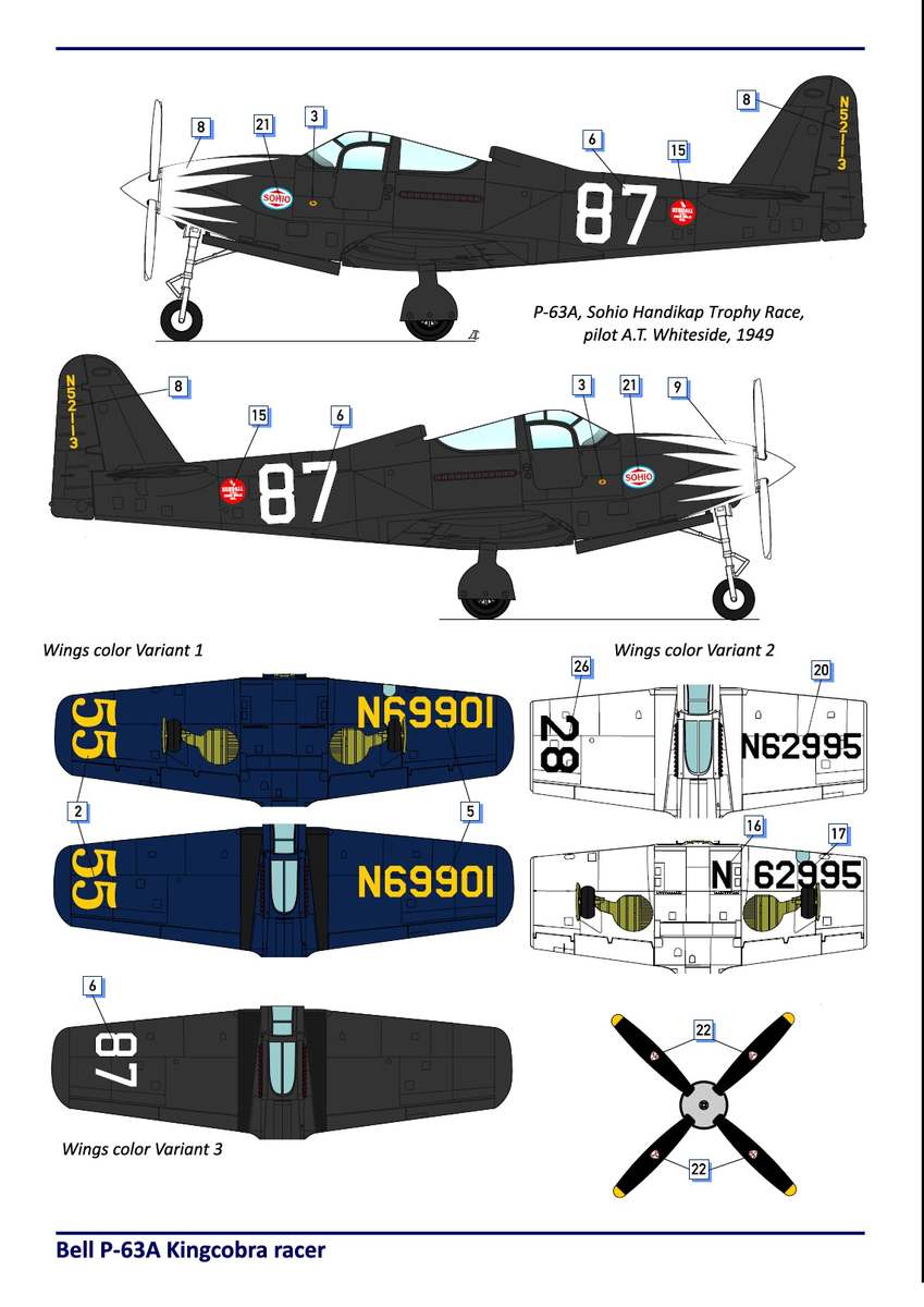 DW72010 Истребитель Bell P-63A Kingcobra Racer Dora Wings