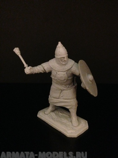 410ТБ Пеший русский дружинник с шестопером и щитом Три Богатыря