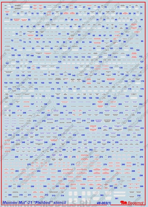 48003 Декаль Микоян МиГ-21 технические надписи