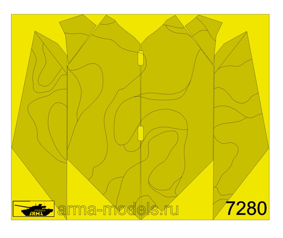 AM7280 Маска окрасочная на БЛПА Охотник имитирующая камуфляж  Су-33 Arma Models