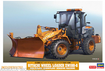66102 Погрузчик Hitachi Wheel Loader ZW100-6 Multiplow (Snowplow) Working Machine (HASEGAWA) 1/35
