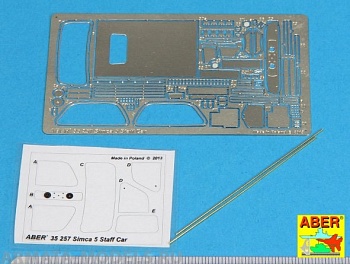 ABR-35 257  Дополнения для  Simca 5 Staff Car для Tamiya 1/35