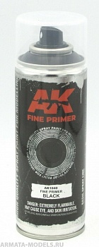 AK1040 Грунтовка в баллоне Fine Primer Black Spray (USA/CA) 200ml
