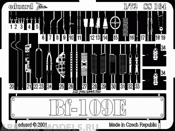 SS164 Фототравление Bf 109E	For TAMIYA kit (Eduard) 1/72
