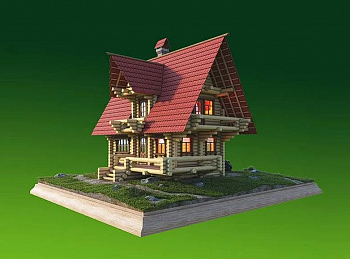 3505 сборная деревянная модель "Охотничий домик" (набор с подмакетником)