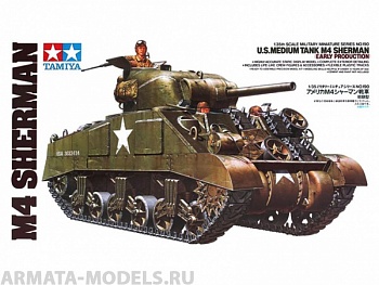 35190T Американский средний танк М4 Sherman (ранняя версия) 1942г. с 3 фигурами танкистов