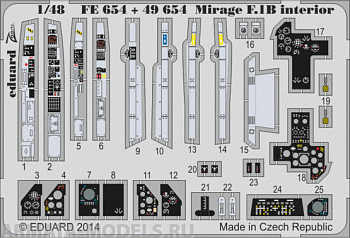 49654 Фототравление  Mirage F.1B interior S.A (цветной интерьер) For Kitty Hawk  kit